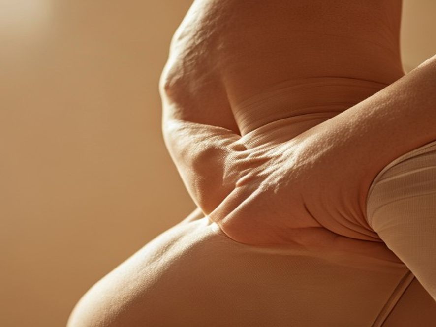 Close-up of proper bodyweight form demonstration with natural lighting